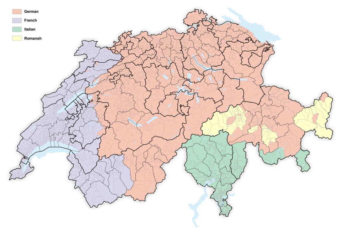 peta dari bahasa swiss