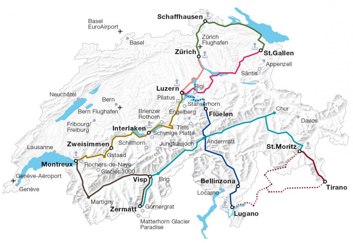 swiss indah rute kereta api peta